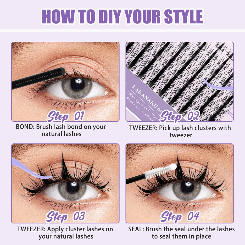 LAKANAKU 168 Piece Cat Eye Lash Cluster
