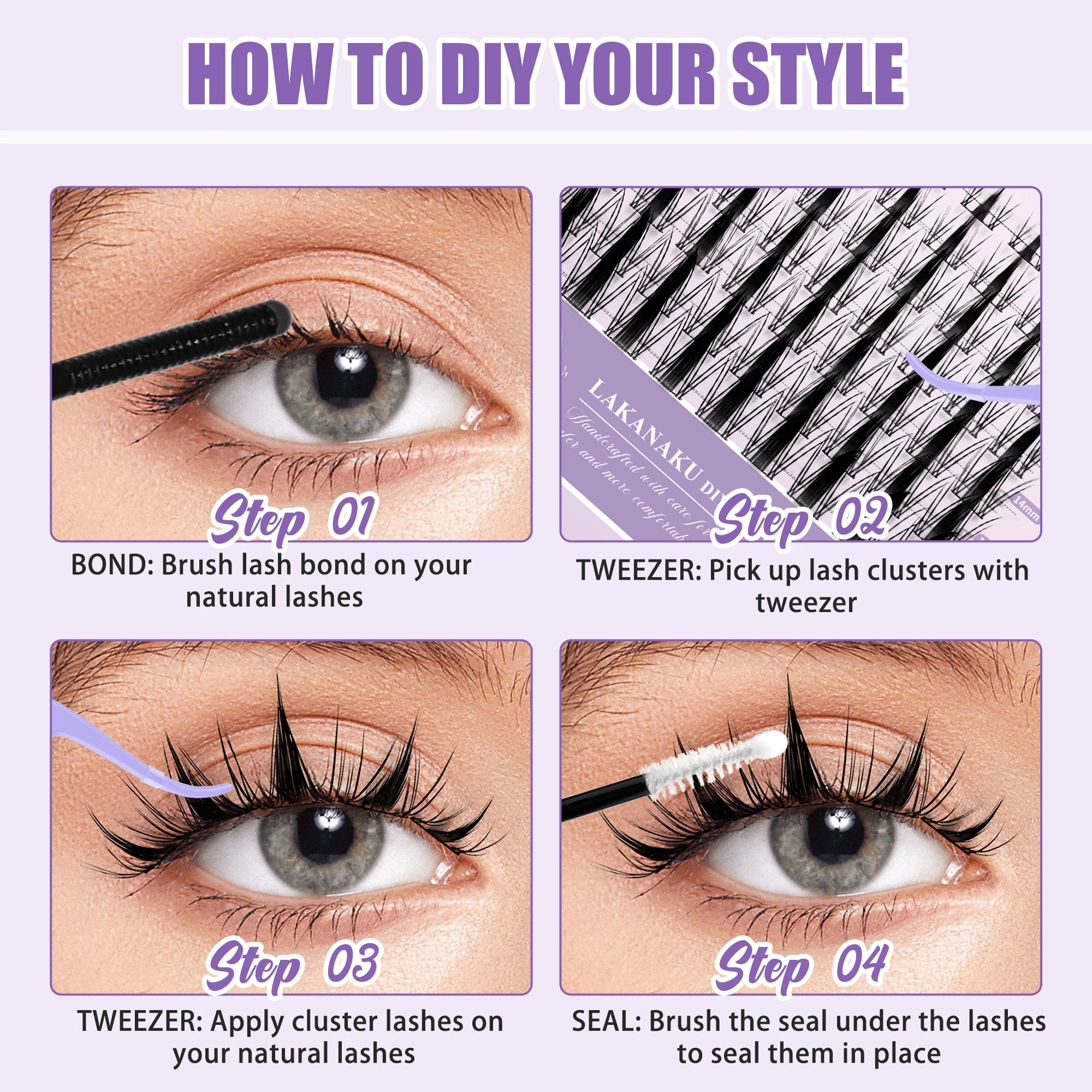 LAKANAKU 168 Piece Cat Eye Lash Cluster