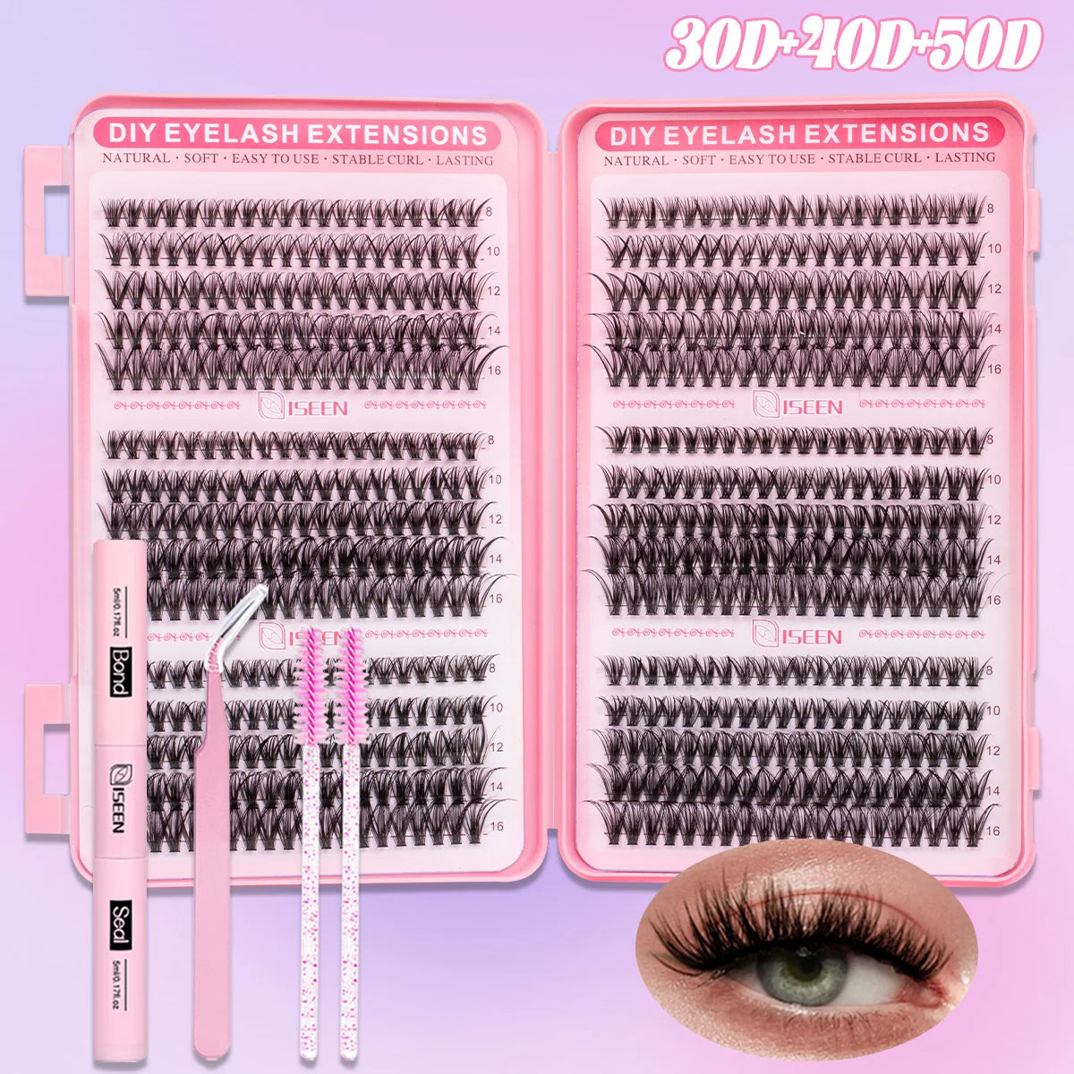 Lash Clusters Kit/ with Lash Bond And Seal And Eyelash Tweezers