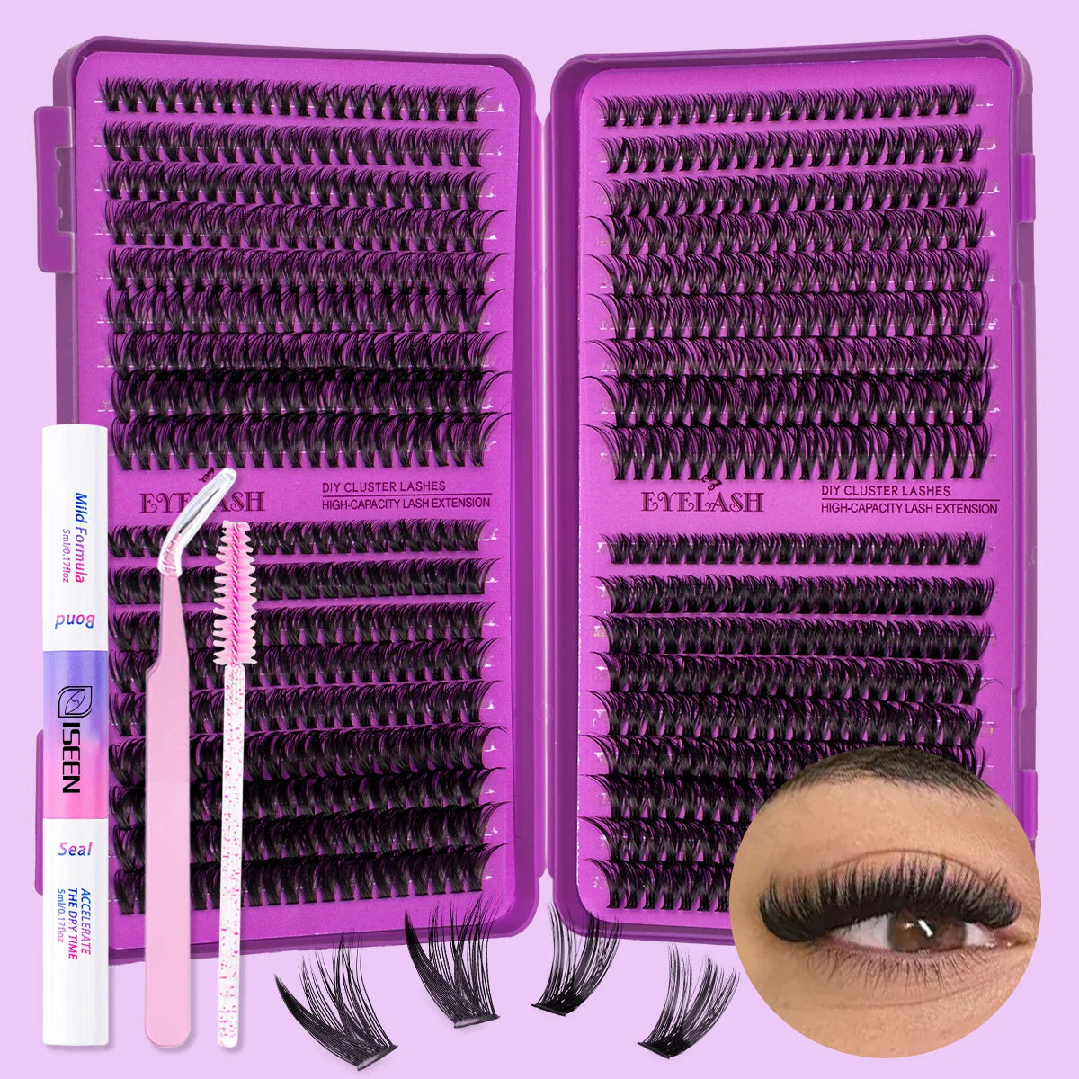 Lash Clusters Kit/ with Lash Bond And Seal And Eyelash Tweezers