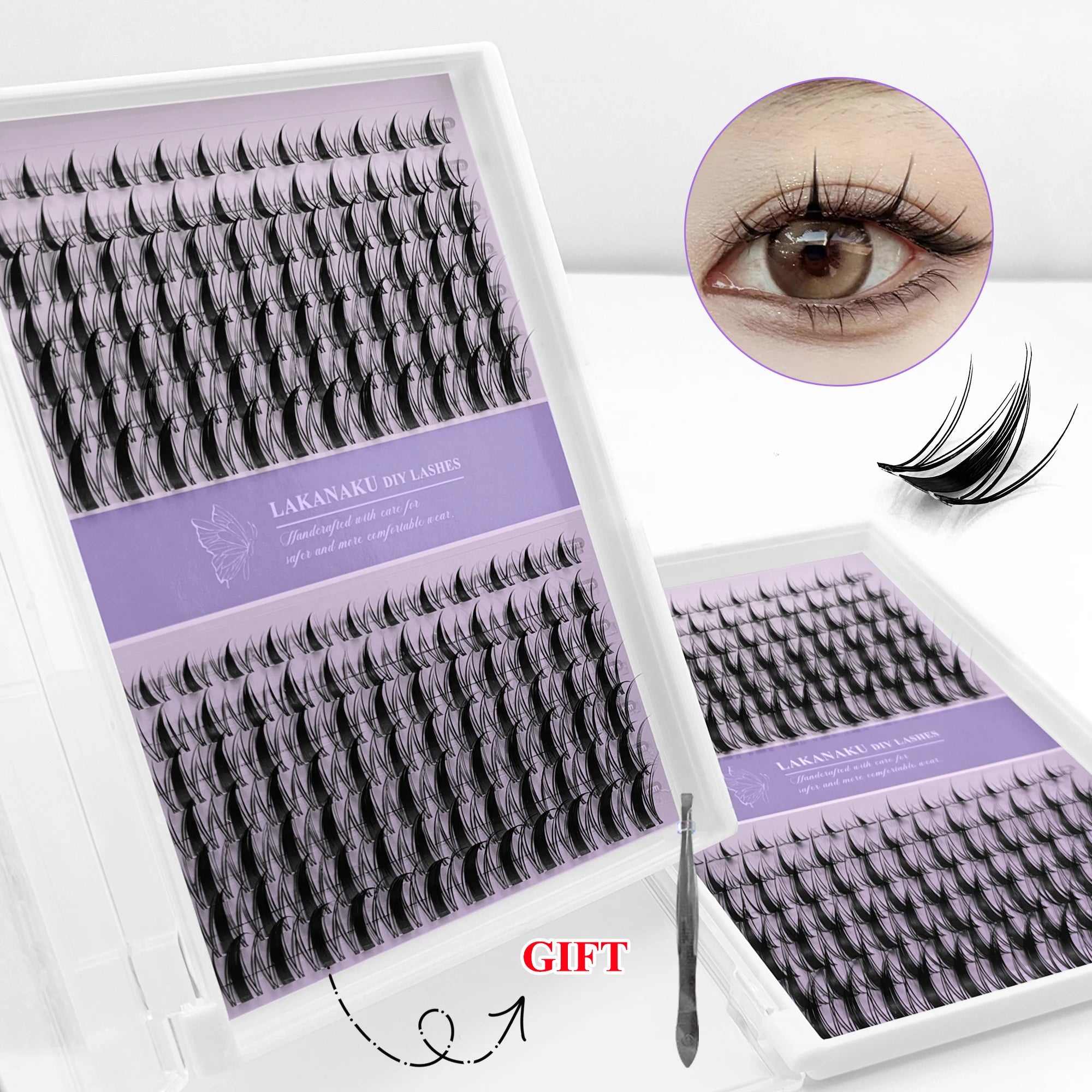 LAKANAKU 168 Piece Cat Eye Lash Cluster