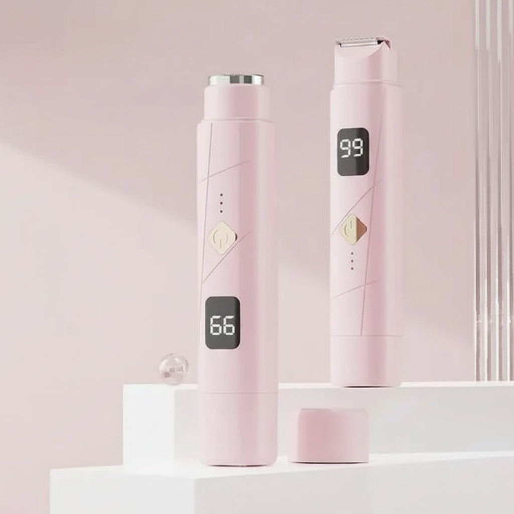 Two in one women's electric shaver - suitable for eyebrows, face, legs, and armpits, portable wet and dry hair remover
