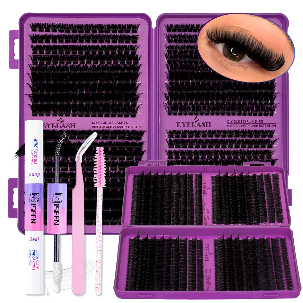 Lash Clusters Kit/ with Lash Bond And Seal And Eyelash Tweezers