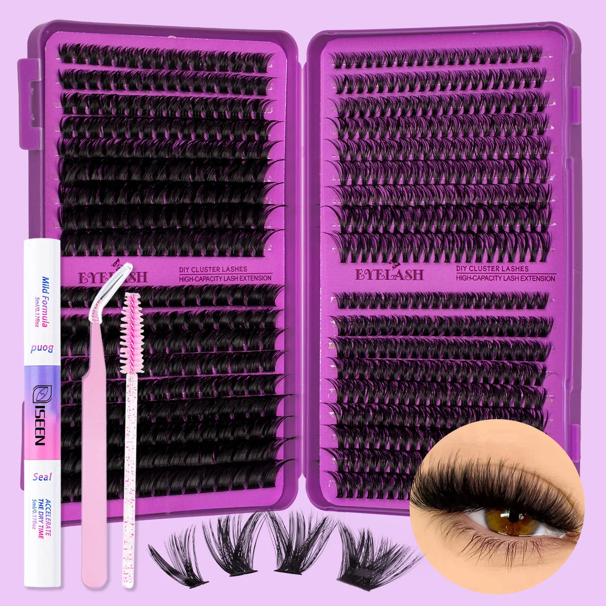 Lash Clusters Kit/ with Lash Bond And Seal And Eyelash Tweezers