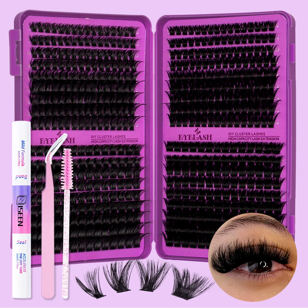 Lash Clusters Kit/ with Lash Bond And Seal And Eyelash Tweezers