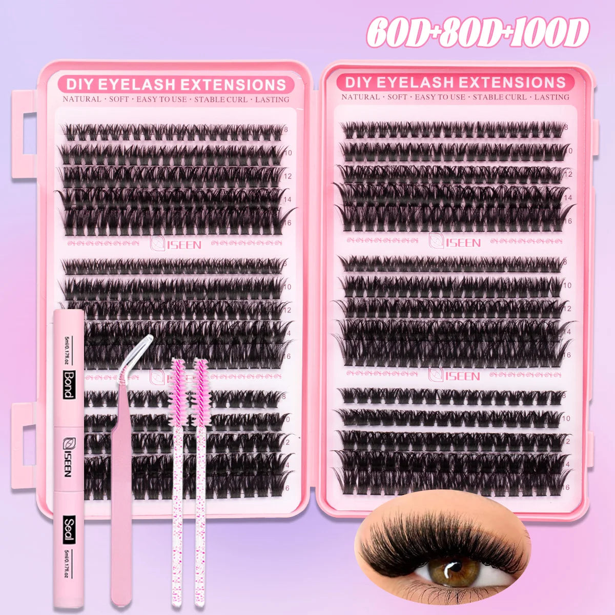 Lash Clusters Kit/ with Lash Bond And Seal And Eyelash Tweezers