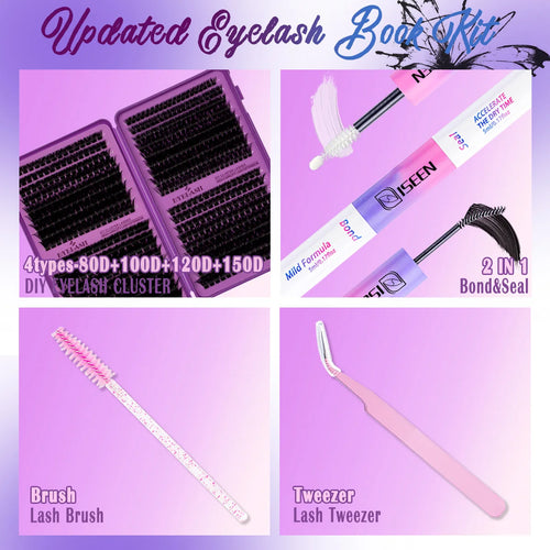 Lash Clusters Kit/ with Lash Bond And Seal And Eyelash Tweezers