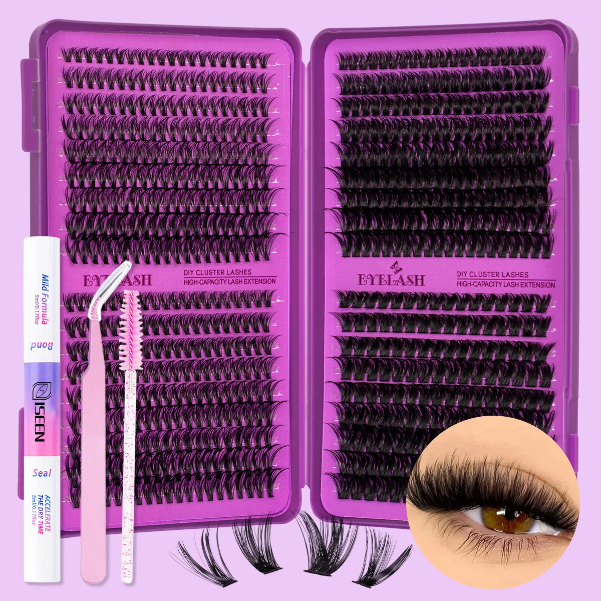 Lash Clusters Kit/ with Lash Bond And Seal And Eyelash Tweezers