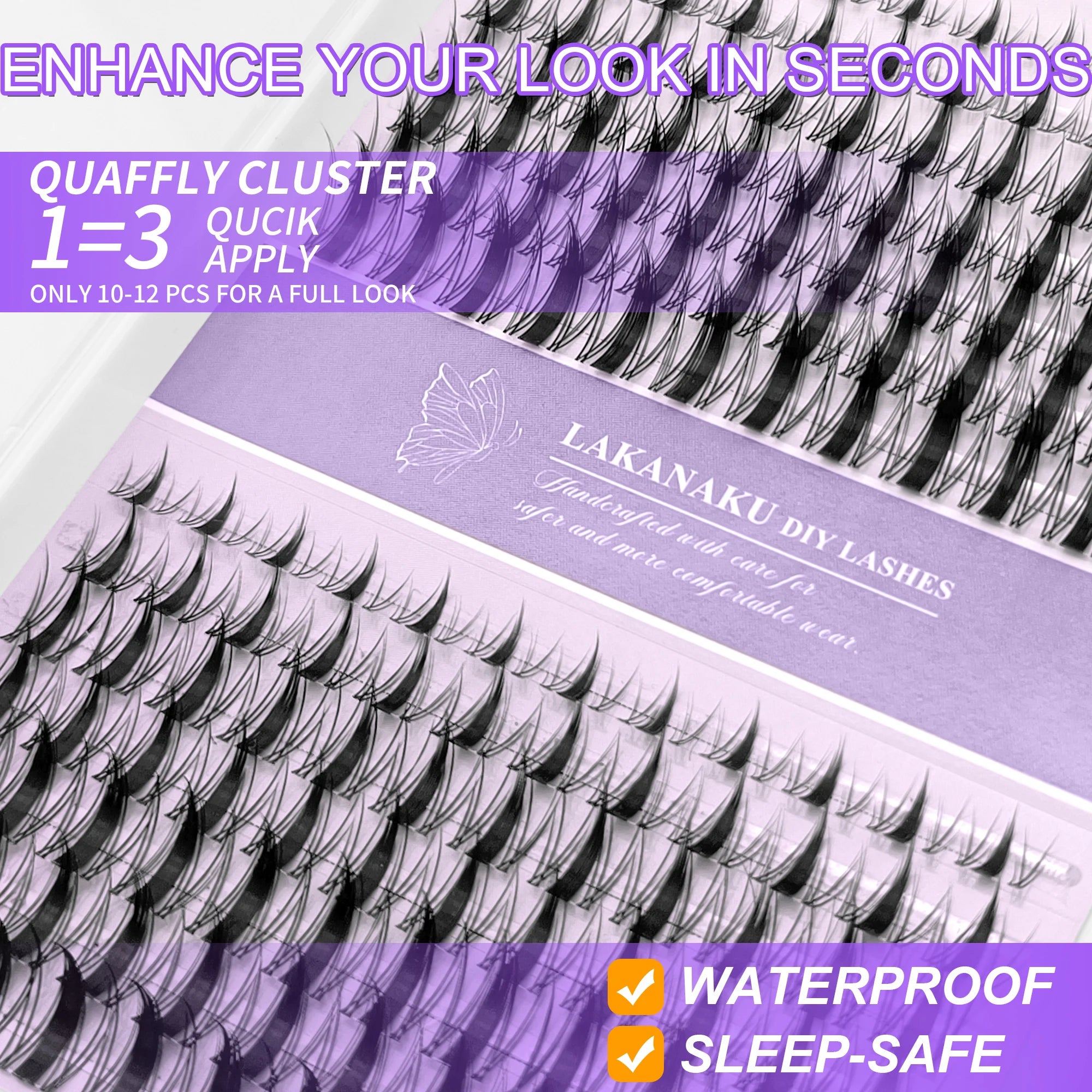 LAKANAKU 168 Piece Cat Eye Lash Cluster