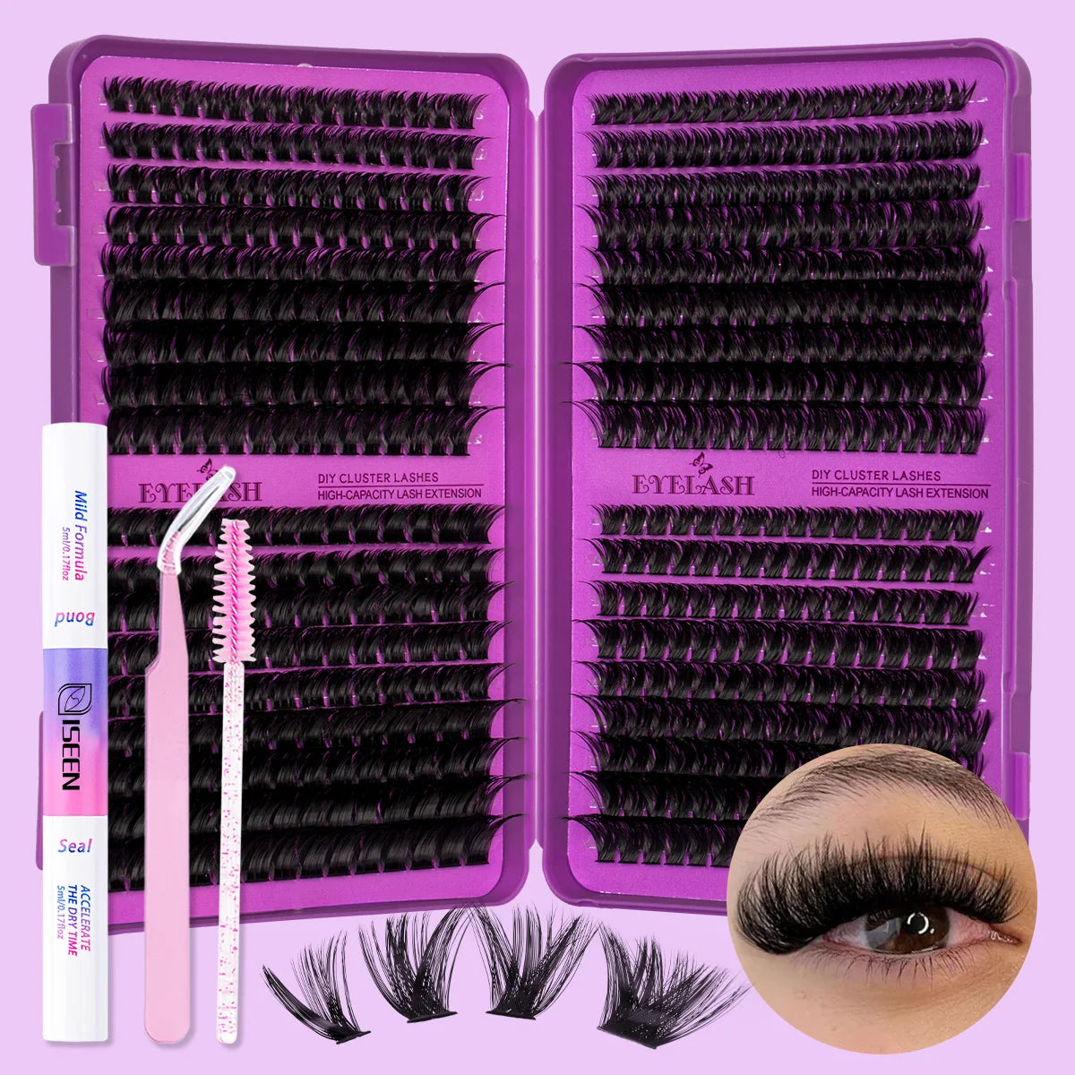 Lash Clusters Kit/ with Lash Bond And Seal And Eyelash Tweezers