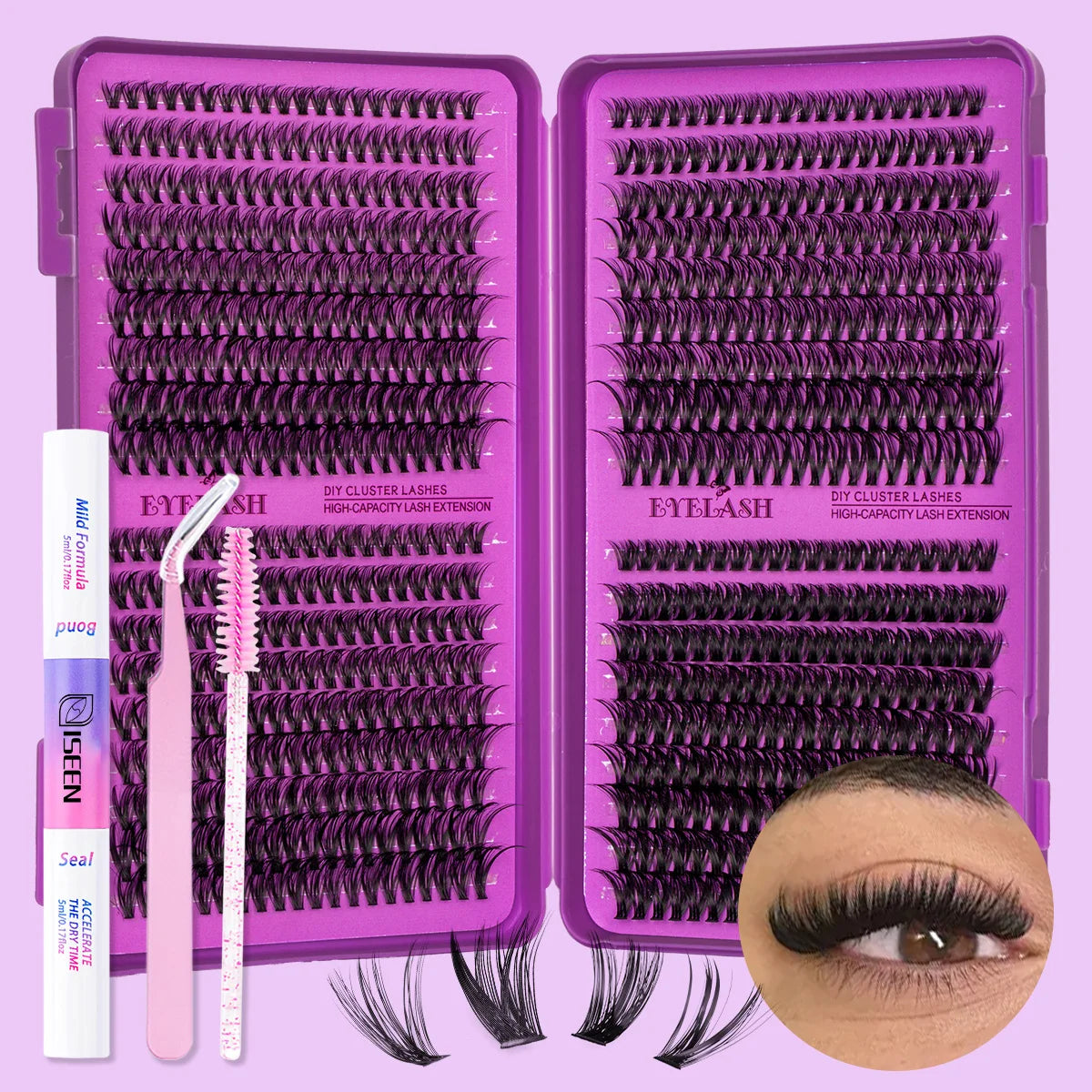 Lash Clusters Kit/ with Lash Bond And Seal And Eyelash Tweezers
