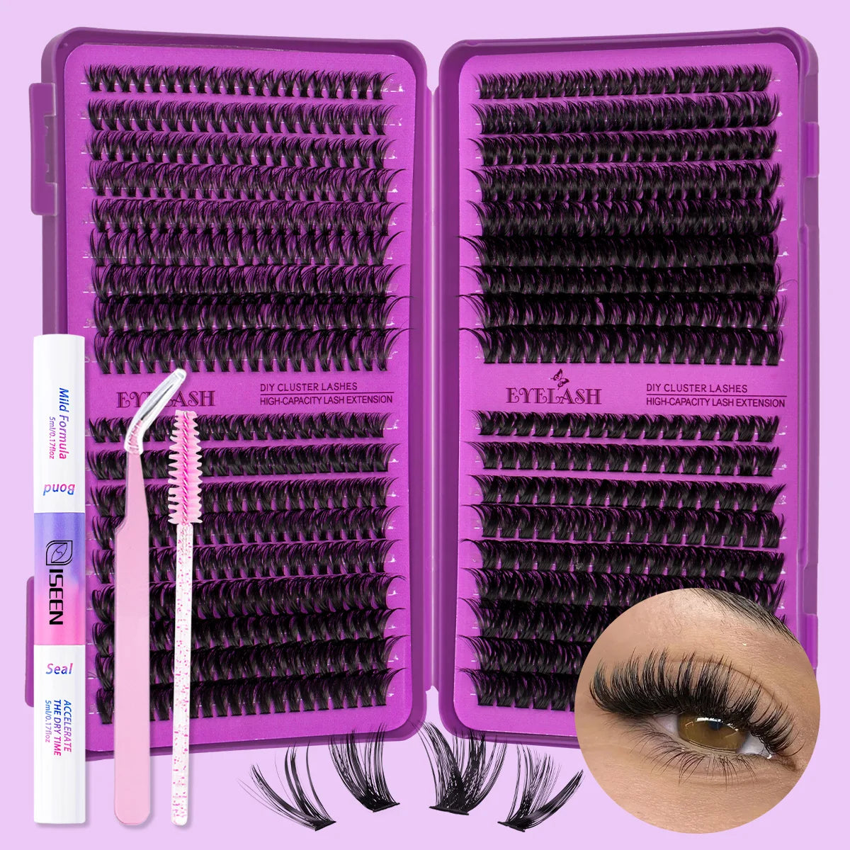 Lash Clusters Kit/ with Lash Bond And Seal And Eyelash Tweezers