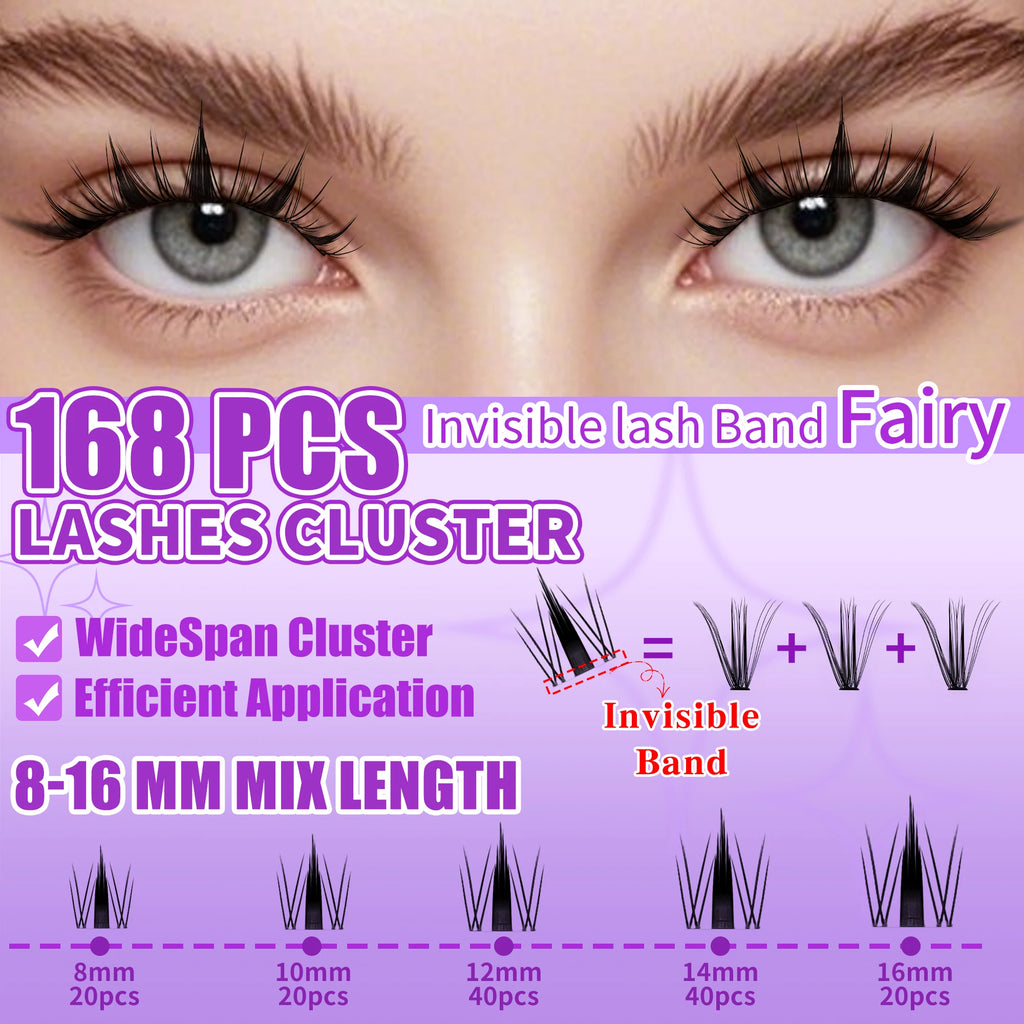 LAKANAKU 168 Piece Cat Eye Lash Cluster