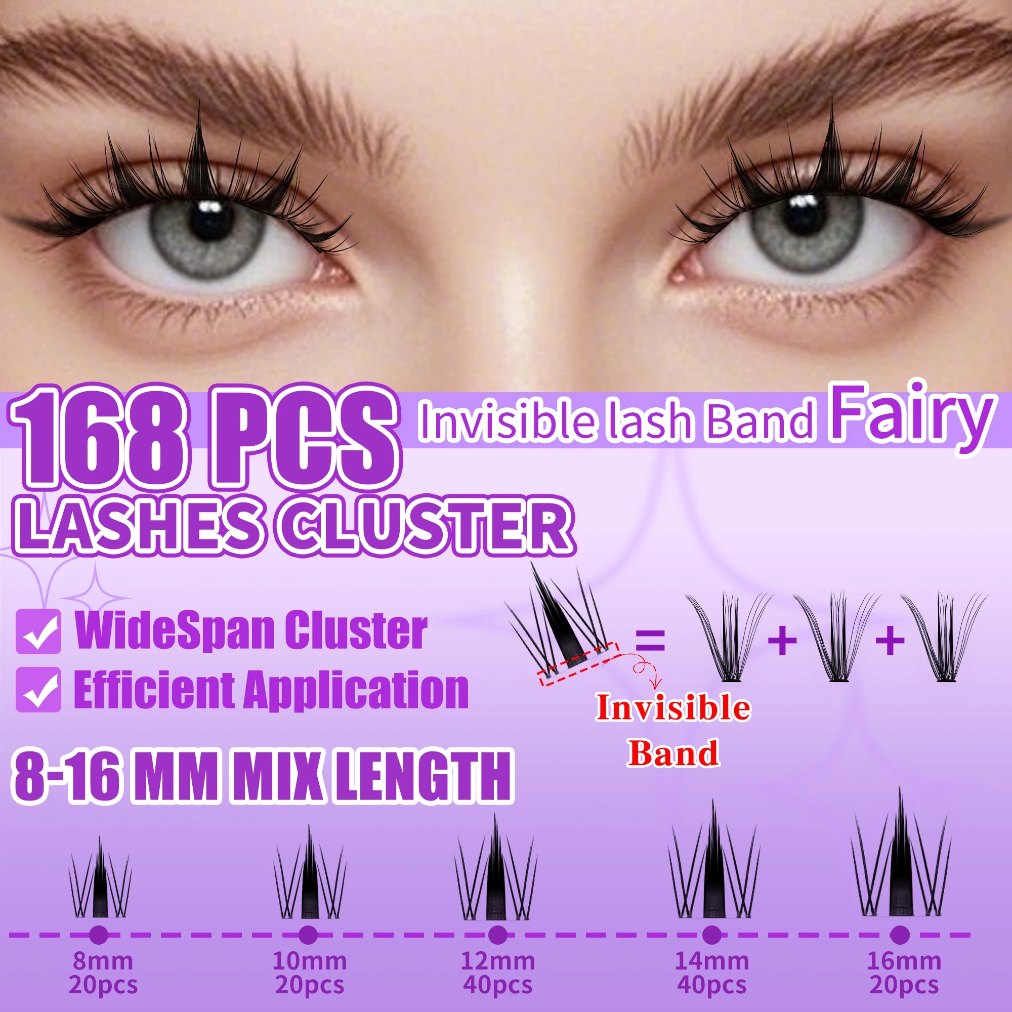 LAKANAKU 168 Piece Cat Eye Lash Cluster